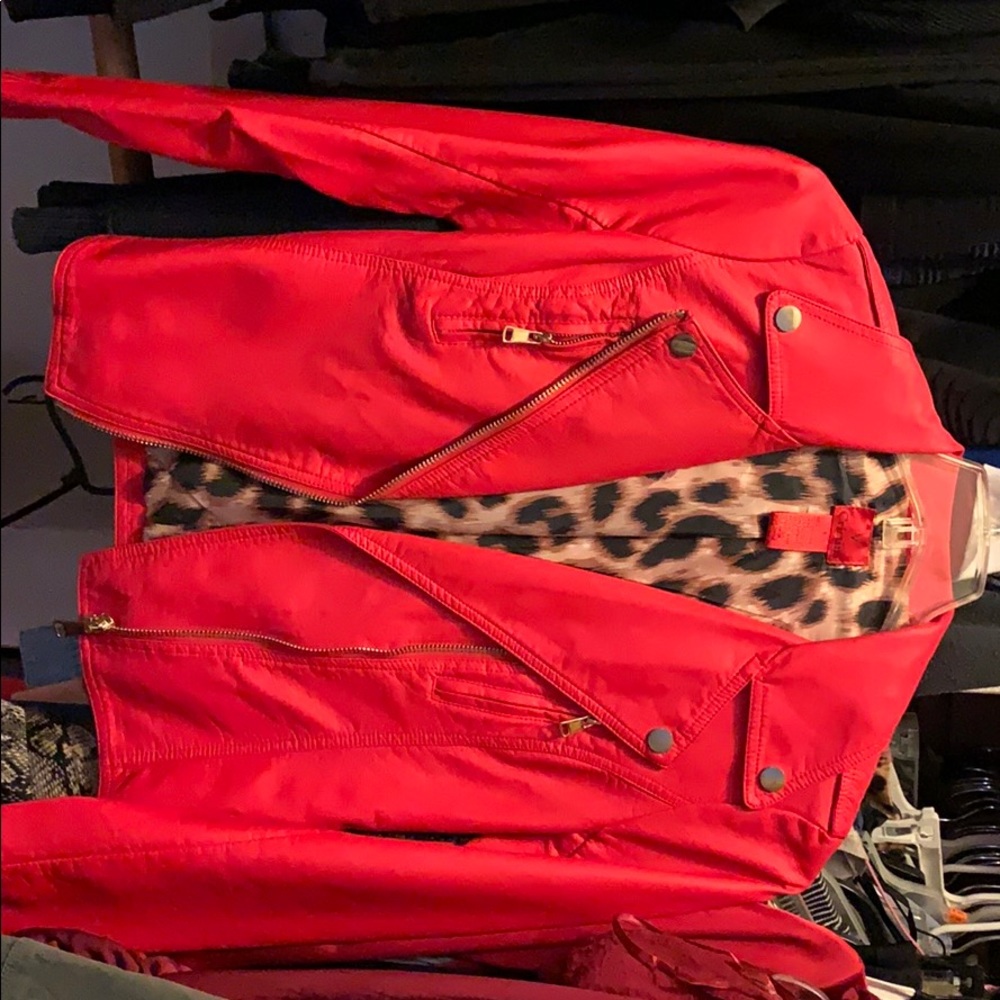 Red (faux) leather jacket